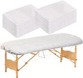 50PCS Disposable Fitted Massage Table Sheets with Elastic, Heavy Duty Elastic Disposable Bed Cover, Breathable White Sheets for Spa Massage Beauty Tattoos Non Woven Fabric 36 x 85 in