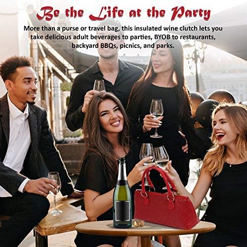 Wine Clutch Bag (Thermal Insulated) Trendy Women's Carry Tote | Holds Red & White 750mL Bottles | Trendy Fashion | Incl. Portable Waiter-Style Corkscrew
