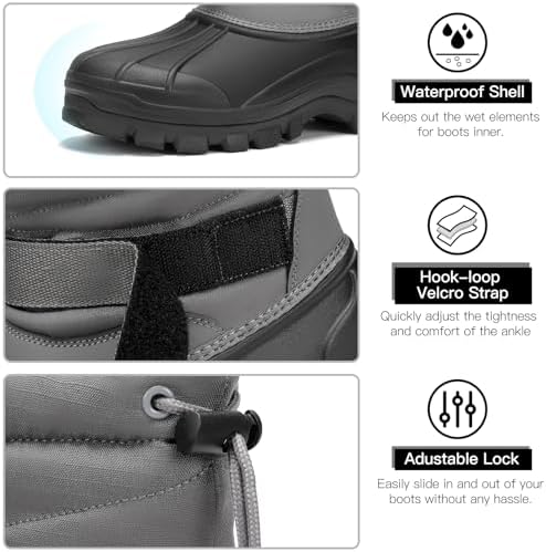 Kricely Men's Snow Boots Waterproof Non-Slip Outdoor Hiking Athletic Warm Fur Boot Comfortable Causual Cold-Weather Boots