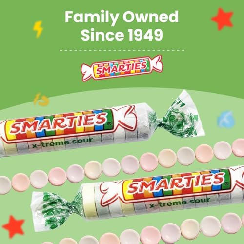 Smarties X-treme Sour Candies - Gluten Free, Peanut Free, Dairy Free Extra Sour Candy - Perfect for Parties, Candy Mixes, & Halloween - Individually Wrapped Bulk Candy - 5 Pound Bag (Pack of 1)