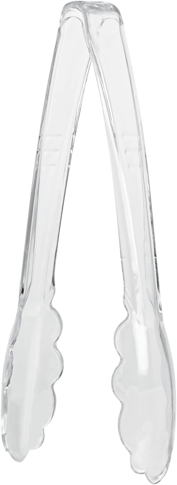 Restaurantware Tongs 100 Pack Of 7 1/2” Heavy-Duty Plastic Kitchen Tongs with Scalloped Edges Disposable Clear Serving Utensils for Hot And Cold Foods Catered Events, Weddings, or Buffets