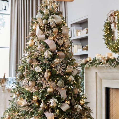 Balsam Hill BH Balsam Fir Full Tree - Realistic Artificial Christmas Tree with Premium Stand & Easy Assembly for Indoor Holiday Decorating, LED Clear, 6.5ft
