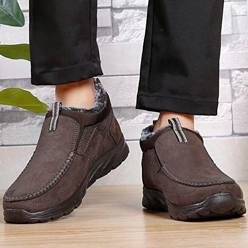 COSIDRAM Mens Shoes Winter Snow Boots Slip On Warm Cotton Padded Loafers