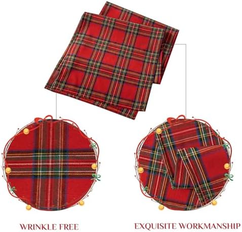 Softalker Christmas Checkered Tartan Table Runner, Red, 13 x 70 Inch-2P