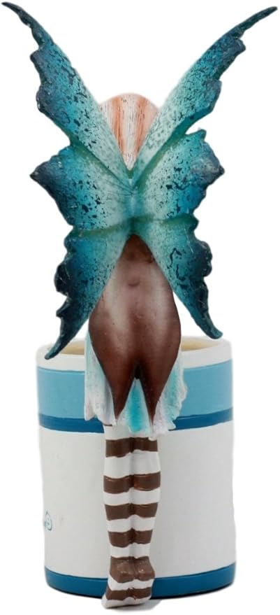 Ebros Gift Amy Brown Whimsical Teacup Creamy Hot Cocoa Fairy Figurine Fantasy Mythical Faery Magic Watercolor Collectible Decor Statue Gift Ideas for Women Teen Girls Fairy Garden DIY Art Centerpiece