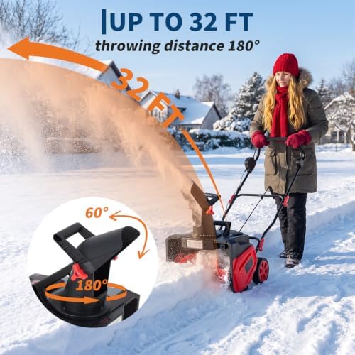 40V Cordless Snow Blower, 20-Inch, 2x4.0Ah Battery & Charger, LED