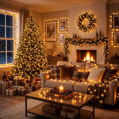 BrizLabs Gold Christmas Lights 300 Count 69.6ft Incandescent String Lights