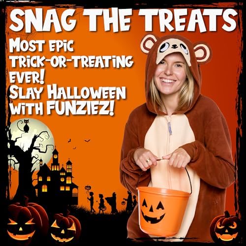 Funziez! Slim Fit Adult Onesie - Animal Costume - Plush Unisex Halloween One Piece Cosplay Suit for Women and Men