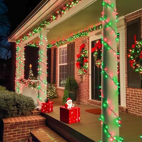JMEXSUSS 600 LED Red and Green Halloween String Lights Outdoor Clear Wire