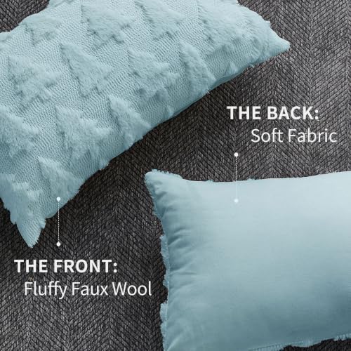 DFXSZ Christmas Tree Pillow Covers 12x20 Set of 2 Christmas Decor Blue
