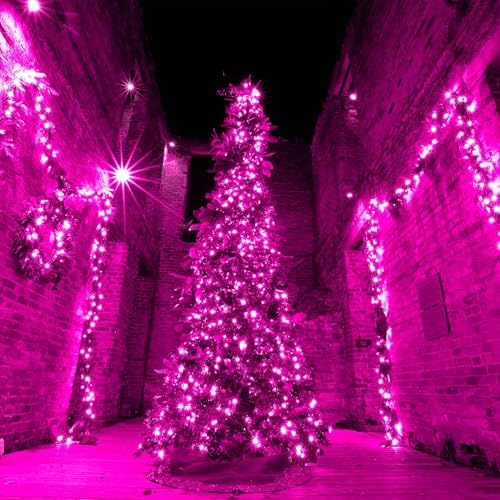 164 FT 500 LED Pink String Lights, Plug in Fairy Lights with 8 Modes, Waterproof Twinkle Light for Bedroom, Christmas Tree, Valentine's Day, Wedding Party, Halloween Decor