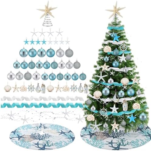 Seenelling 81 Pcs Beach Themed Christmas Tree Ornaments Set