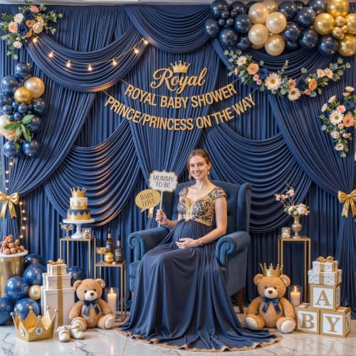 10x10 Navy Blue Backdrop Curtain for Parties Wrinkle Free Photo Curtains Backdrop Drapes Fabric Decoration for Wedding Birthday Party Baby Shower 5ft x 10ft,2 Panels