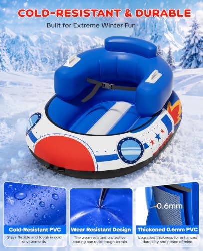 Snow Sled for Toddlers 1-3, Inflatable Snow Tube with Tow Strap