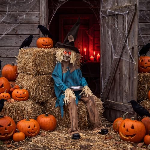 Tangkula 5.2 FT Animated Halloween Sitting Scary Scarecrow Decoration
