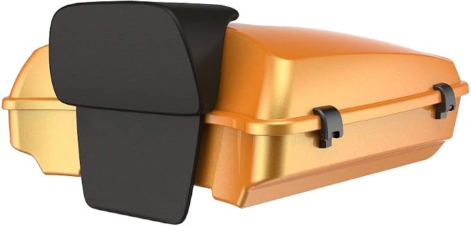 Advanblack Road Glide Tour Trunk Pack Hard Candy Gold Flake Razor Tour Trunk Pack Backrest Pad for '97-'25 Harley Touring Road King Street Glide Electra Glide CVO models
