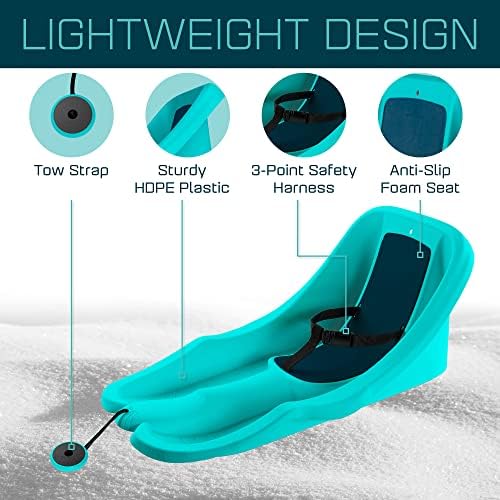 Gizmo Riders Baby Rider, Toddler Sled - 3-Point Harness, Anti-Slip Seat, Retractable Tow Strap, Durable Plastic, Ideal for 6 Months to 3 Years, Supports Up to 55 lbs, Winter Fun for Little Ones