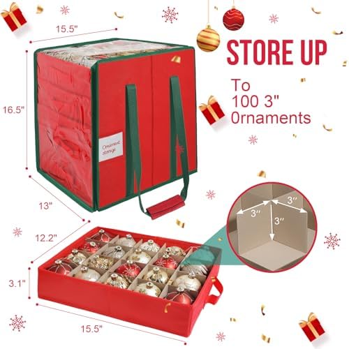 Christmas Ornament Storage Box,5 Tier Holds Up to 100-3” Holiday Décor