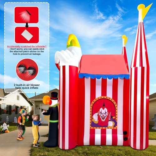Kalolary 12FT Tall Halloween Inflatables Archway Clown Circus Haunted House