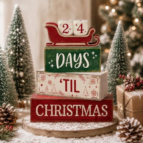 Christmas Countdown Decorations Indoor, Christmas Table Decor for Home