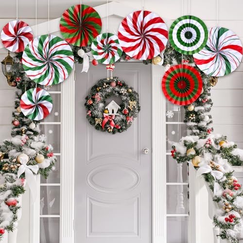 Outus 27 Pcs Peppermint Paper Fans Christmas Decor Fresh