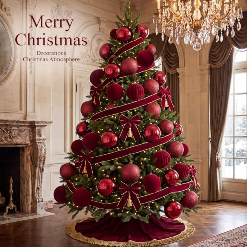 Liliful 8 Pcs 8 Inch Extra Large Christmas Ball Ornaments Decor, Burgundy