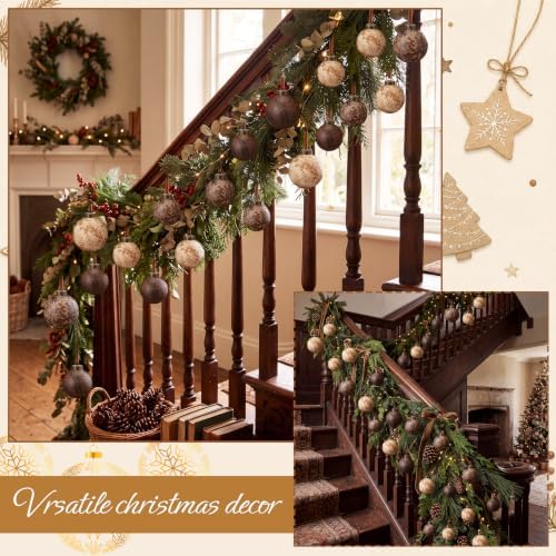 Yunlly 18 Pcs Neutral Christmas Ball Ornaments Textured Xmas Tree Decor
