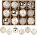 SHareconn 12ct 3.15 Inch Christmas Tree Balls Ornaments, Gold & White, 80mm