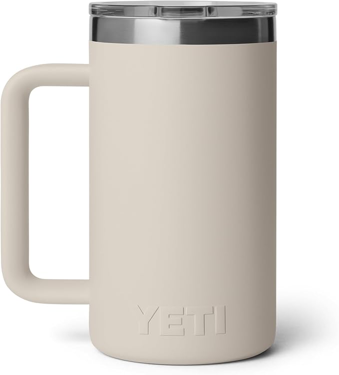 YETI Rambler 24 oz Ceramic Lined Stackable Mug 2.0, Vacuum Insulated, Stainless Steel with MagSlider Lid, Cape Taupe