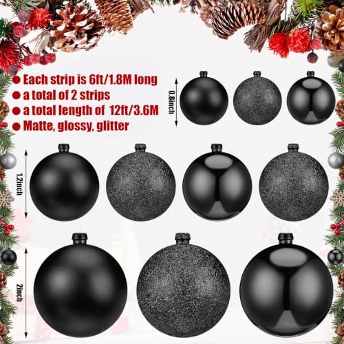 2 Pcs 6 ft Christmas Ball Ornament Garland, Black