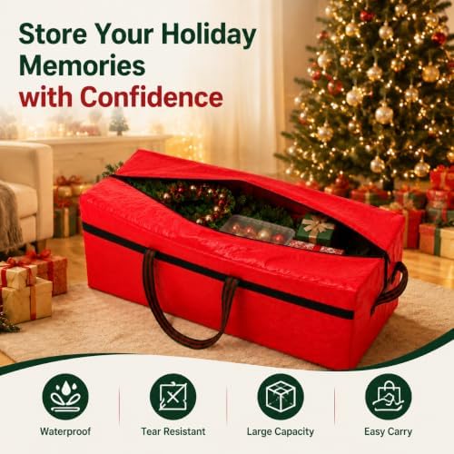 WFK 2 Pack 5FT Christmas Tree Storage Bag Waterproof Xmas Tree Bag Red