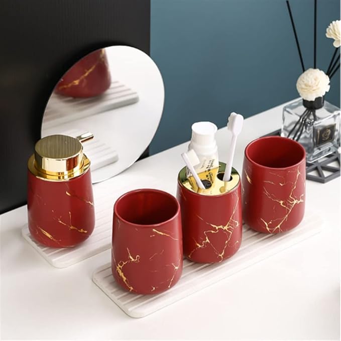 Couple Mouthwash Cup Ceramic Toothbrush Household Tooth Wash Set Hand Sanitizer Press Bottle