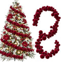2 Pcs 6 ft Burgundy Velvet Christmas Ball Ornament Garland