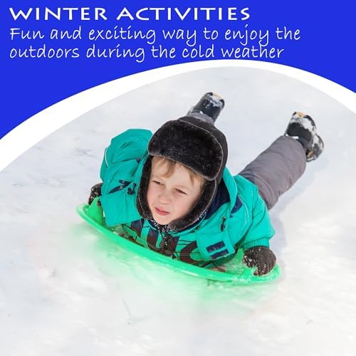 Slippery Racer Heavy-Duty Cold Resistant Downhill Pro Adults and Kids Plastic Outdoor Winter Saucer Disc Snow Sled with Handles (Buddy/ELF, 2)