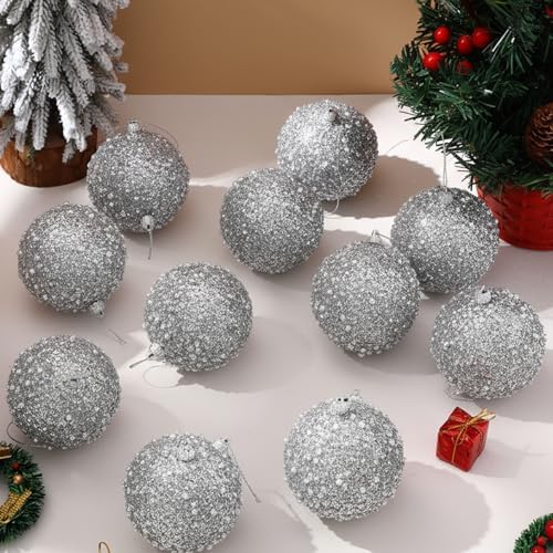 Lyrow 24 Pcs 2.36" Christmas Ball, Silver