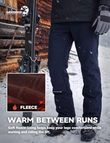 Moosehill Men's Fleece-Lined Snow Pants: Zippered Inner-Thigh Vents