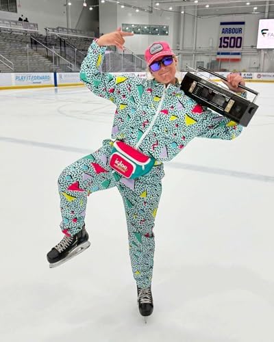 UOUA 80s Outfit for Men 90s Costumes 2 Piece Long Sleeve Track Suit Set