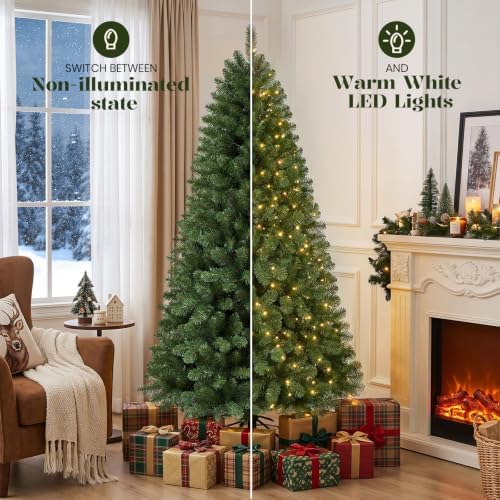 Alupssuc 4FT Prelit Christmas Tree, Warm White Lights, Hinged Branches