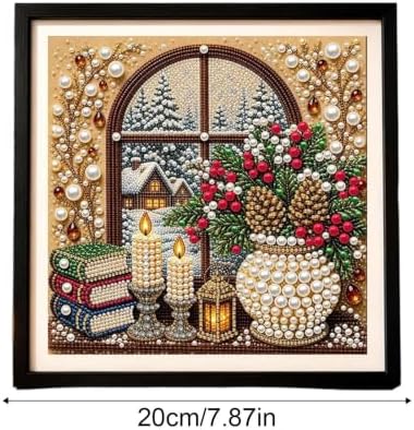 DIY Christmas Pearl Diamond Painting Art Kit Gifts Adults with Frame