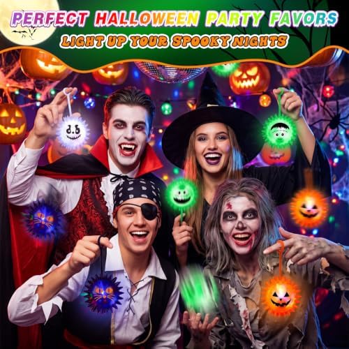 Sotiff 30 Pcs 2.5 Inch LED Halloween Spiky Stress Balls