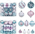 48 Pcs Christmas Balls Ornaments for Christmas Tree, Painted Shatterproof Plastic Decorative Baubles Hanging Ornaments for Xmas Tree Wreath Holiday Party Wedding Decoration, Blue White Pink