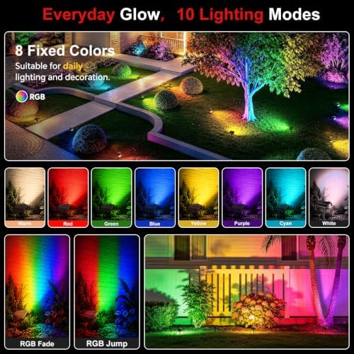 Solar Spot Lights Outdoor Waterproof,10Modes RGB Halloween Spotlights 6Pack