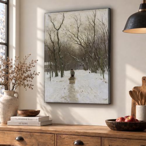 Winter in The Scheveningen Woods Canvas Wall Art (Framed,08×12 inch)