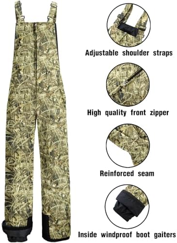 GEMYSE Men's Insulated Ski Bib Overalls Waterproof Snow Pants