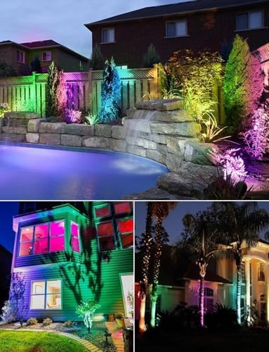 SUNVIE Low Voltage Landscape Lighting RGB Spotlight 10 Pack with Connectors