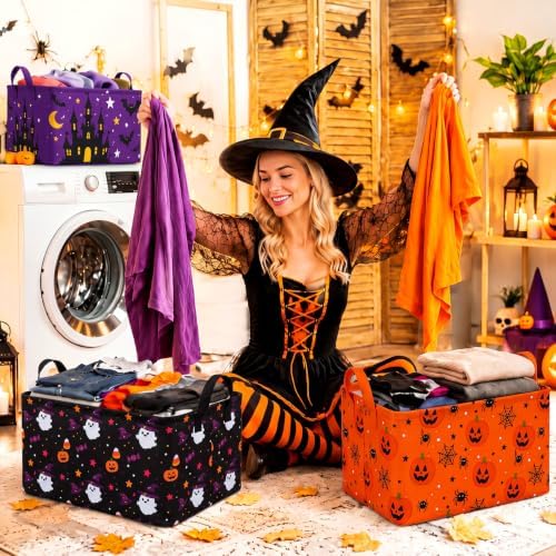 CHENGU 6 Pack Halloween Baskets Foldable Cute Halloween Storage Bins