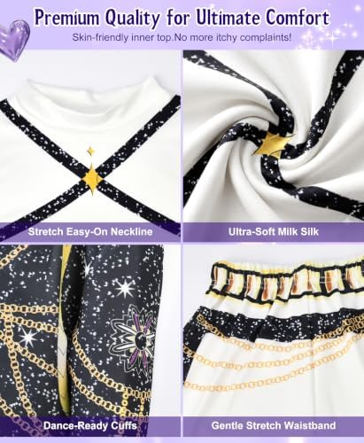 Girls Halloween Costume, Pop Singer Costume, Top Pants with Purple Braid for Cosplay Birthday Party, 4-12 Years