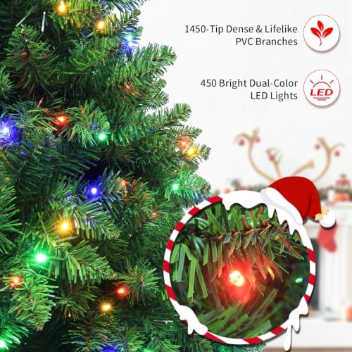 7.5FT Pre-Lit Christmas Tree with Remote Control & Foot Switch
