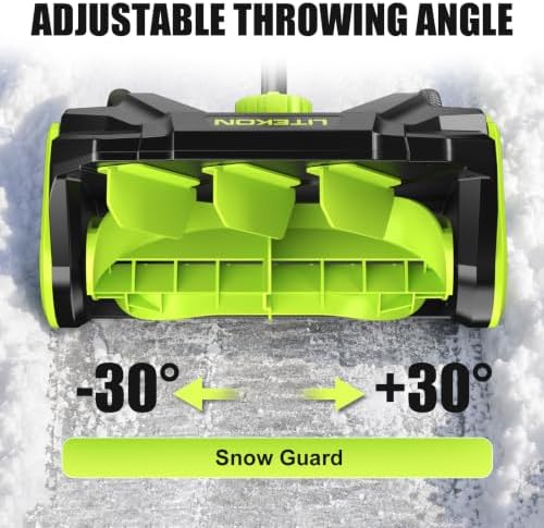 Litekon 80V Brushless Cordless Snow Shovel, 17-Inch Electric Snow Blower with 2X 4.0Ah Batteries & Charger, Battery-Powered Snow Removal with 30FT Throw Distance for Patio, Deck, Driveway,Green