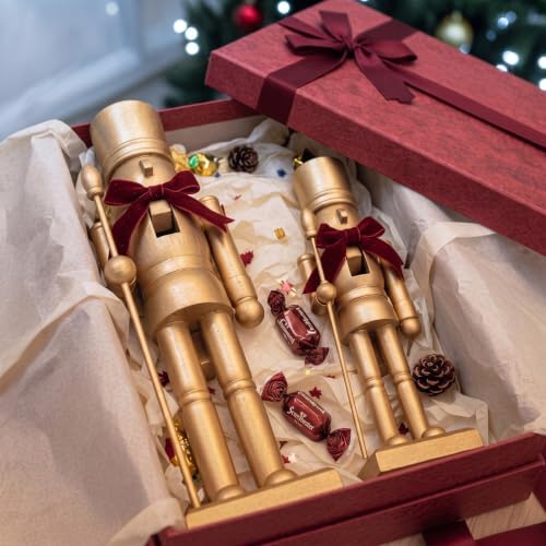 Wenqik 2 Pcs Gold Christmas Nutcracker Decor Ornaments Neutral Figurine